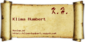 Klima Humbert névjegykártya